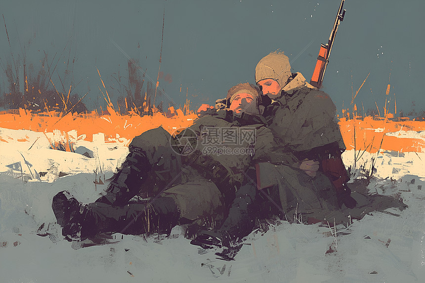 雪地中的士兵图片