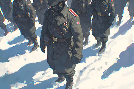 雪地中的士兵们图片