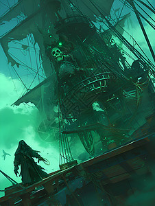海盗在船上背景图片