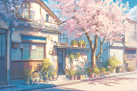 樱花街道图片