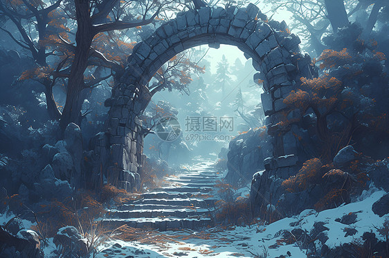 雪山梦幻场景图片