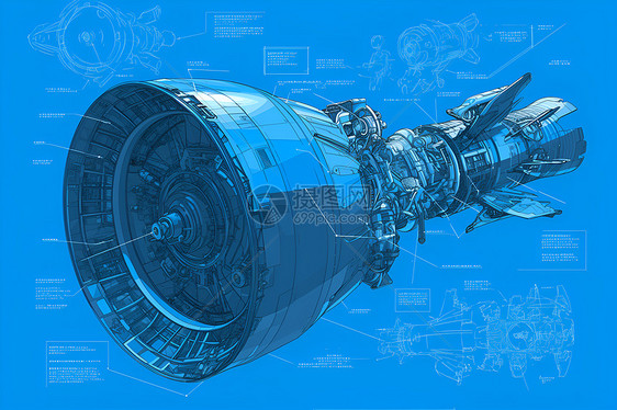 蓝色未来的太空船设计图图片