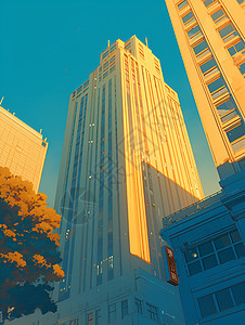 摩天大楼的插画图片