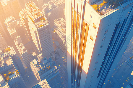 太阳下的摩天大厦图片