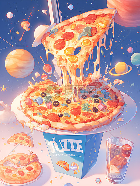 宇宙中的披萨奇幻之旅图片