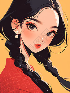 可爱的中式少女插画图片