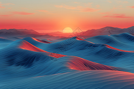日落时的沙漠景观图片