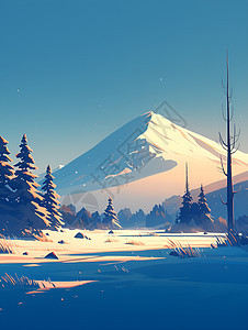 冬天的雪山美景图片