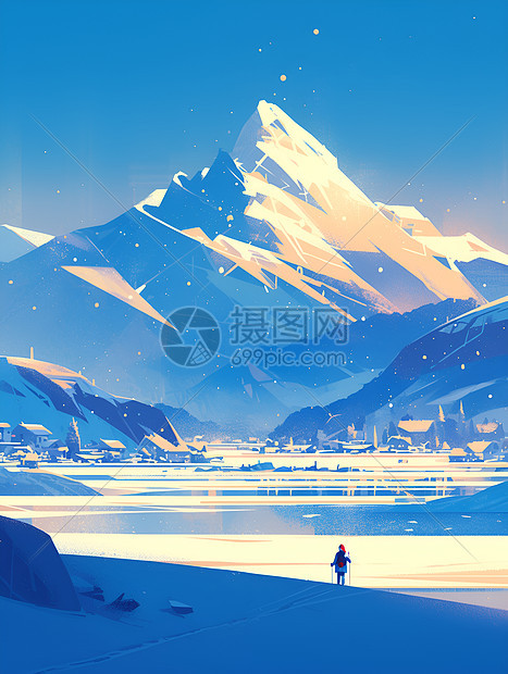 白雪皑皑的山峦图片