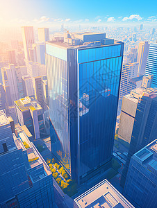 阳光照射下的摩天大楼高清图片