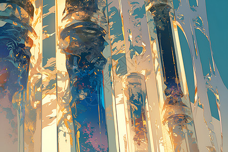 奇幻艺术玻璃竹柱图片