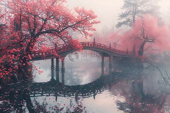 浪漫的樱花桥图片