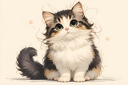 小猫水墨画图片