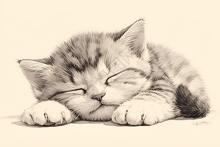 沉睡的小猫图片