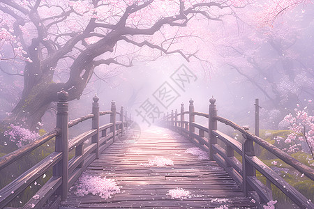 美丽的樱花桥图片