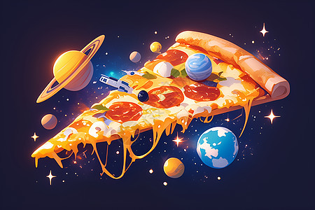 彩色宇宙中的比萨片图片