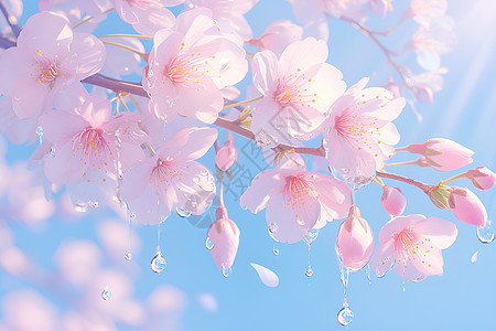 春日樱花盛开的美景高清图片