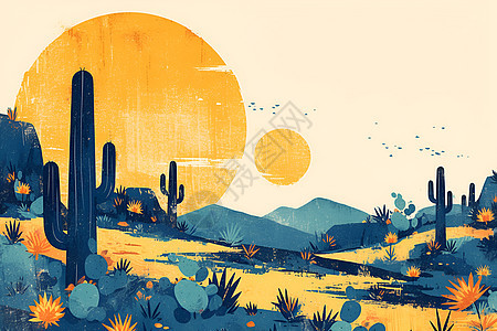 沙漠艺术插画图片