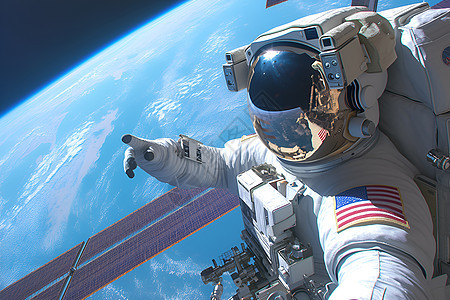 太空中的宇航员执行任务图片