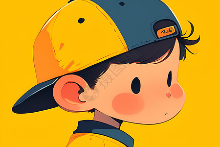 男孩佩戴黄色棒球帽图片