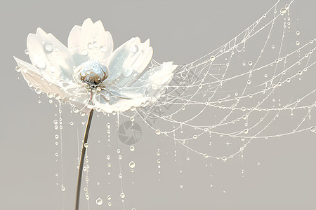白花上的蛛网图片