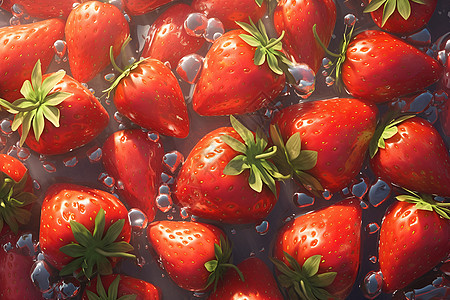 阳光下鲜红的草莓图片