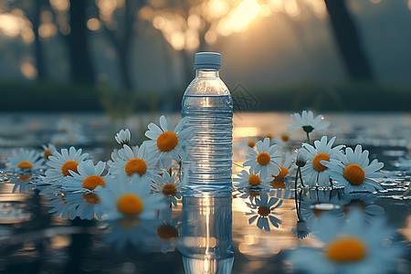 碧水和花卉图片