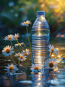 水瓶和白花图片