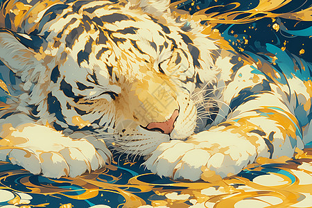 沉睡的巨大白虎图片