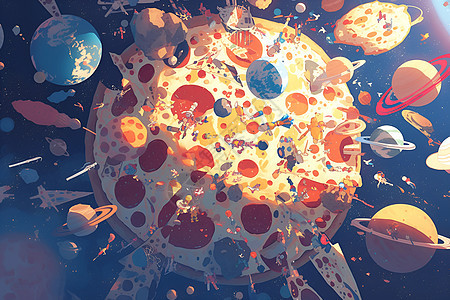 宇宙披萨创意艺术-克里斯·拉布鲁伊作品图片