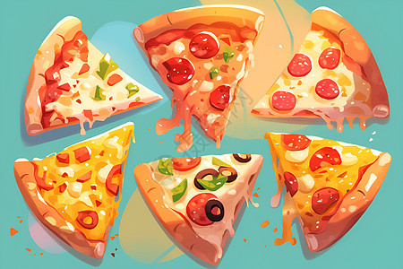 多种口味的披萨图片
