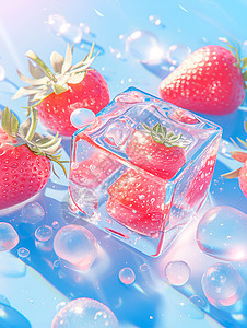 美味的草莓水果沙拉图片