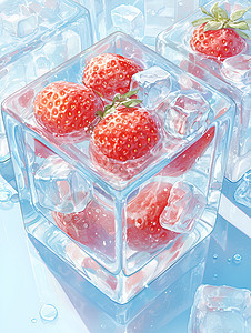 冰上草莓图片