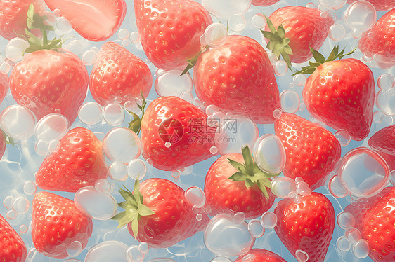水中的草莓背景图片