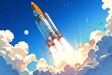 太空中的漫画火箭高清图片