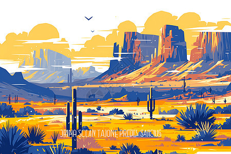 沙漠插画风景图片