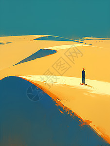 孤独的身影穿越沙漠图片