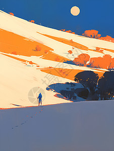 孤独的身影穿越沙漠之丘图片