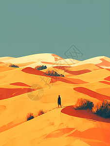孤独旅行者穿越浩瀚沙丘图片