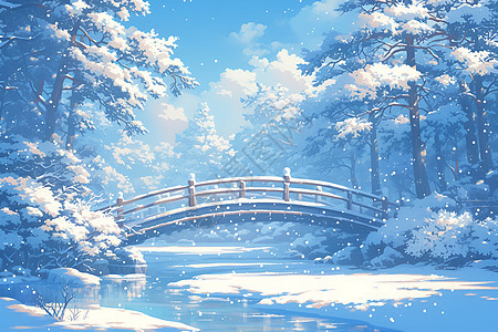冬日雪景下的桥梁奇景图片