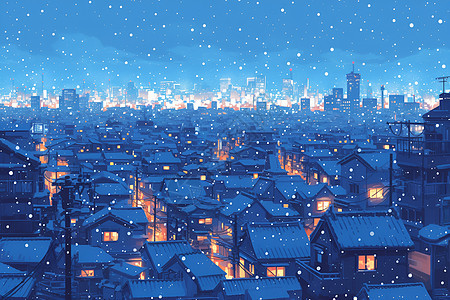 冬夜奇幻城市镶嵌星光背景图片