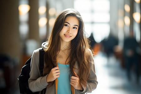 女士背包可爱的大学女生背景