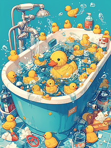 浴缸中的玩具小鸭图片
