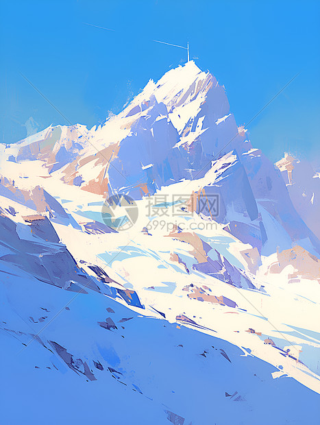 白雪皑皑的壮丽山脉图片