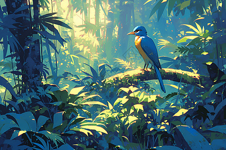 森林中的鸟类插图图片