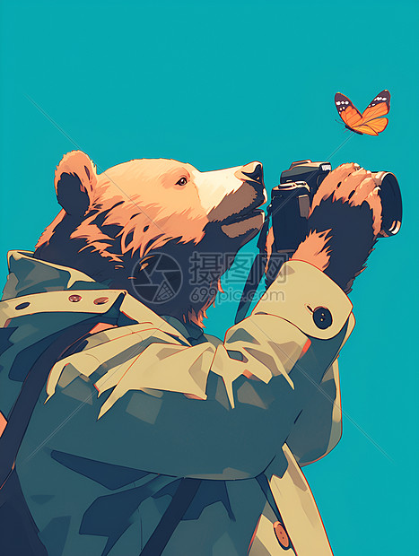 摄影熊和蝴蝶图片