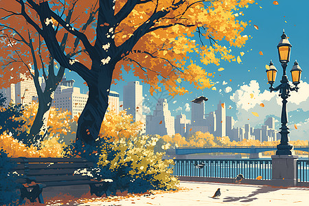 秋天色彩秋天城市高清图片