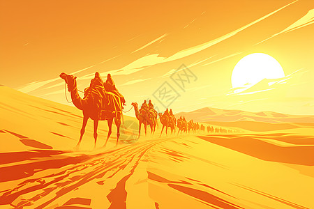 骆驼行队图片