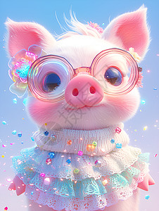 戴眼镜的小猪高清图片
