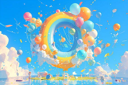 彩色气球上的字母图片